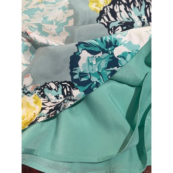 J.Crew Fit and Flare Dress Women's 0 teal Floral Print Sleeveless - Picture 6 of 8